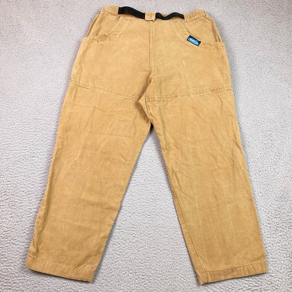 Kavu Hiking Pants Men's Size L Belted Tan Canvas Outdoor Large Made In USA - Picture 2 of 10